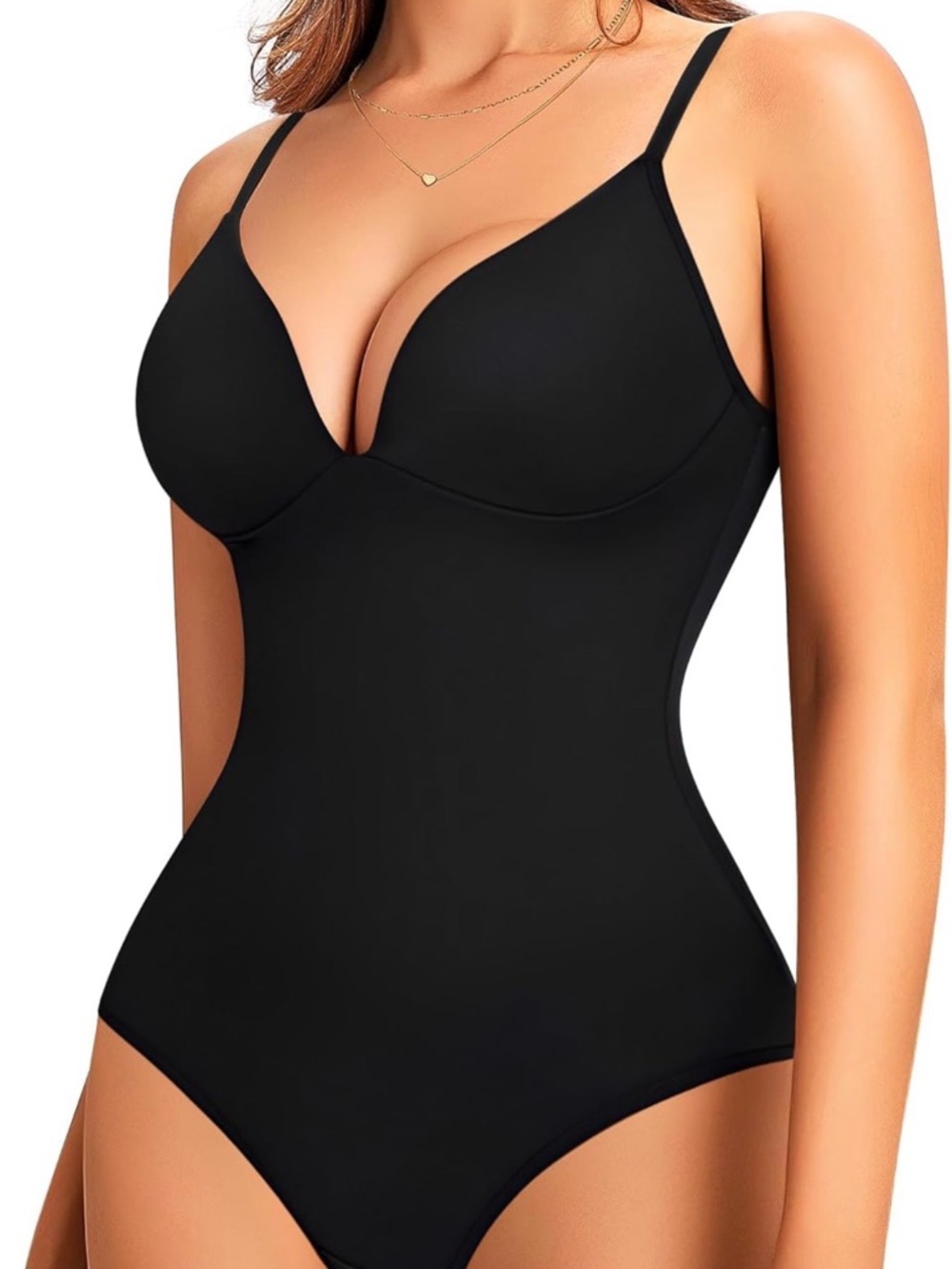 LODAY Shapewear Bodysuit Deep V Neck Body Suit with Built in Bra Sz M